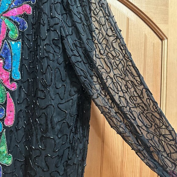 Vintage Silky Nites Silk & Beaded Evening Jacket XL PTP up to 24" EUC - Picture 8 of 16